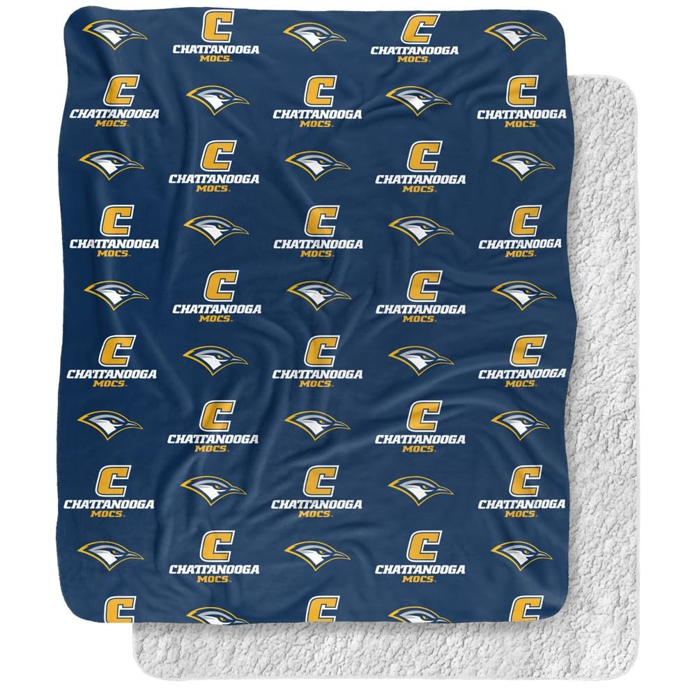 University of Tennessee at Chattanooga Blanket, 50"x60" Logo Pattern Silky Touch Sherpa Back Super Soft Throw Blanket