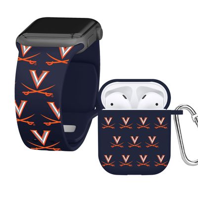 AFFINITY BANDS Virginia Cavaliers HD Combo Package Compatible with Apple Watch and AirPods Gen 1 & 2 (42/44/45/49mm (46mm Series 11) Long Repeating)