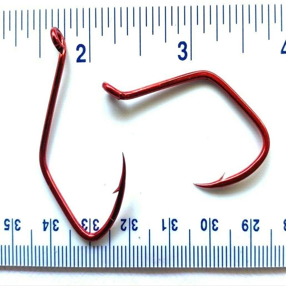 1000 Gerry's Tackle Red Chrome Sickle Octopus Fish Hooks Size 5/0 - Bulk Hooks