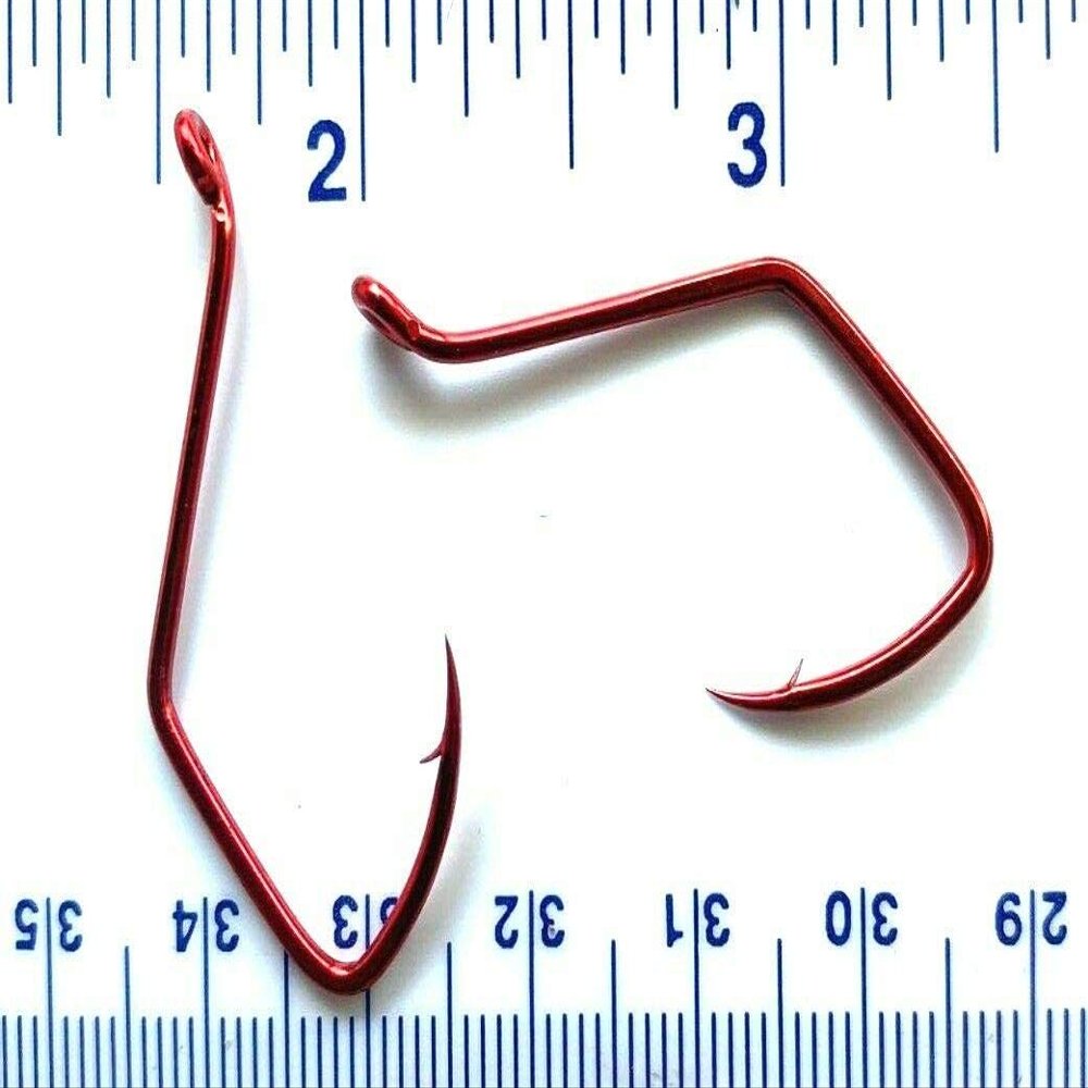 1000 Gerry's Tackle Red Chrome Sickle Octopus Fish Hooks Size 4/0 - Bulk Hooks