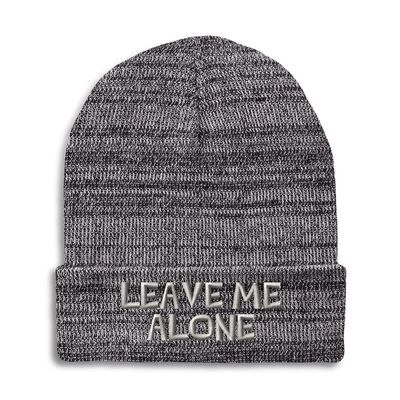 Speedy Pros Beanies for Men Leave Me Alone Embroidery Skull Cap Winter Hats for Women Acrylic One Size Heather Grey Design Only