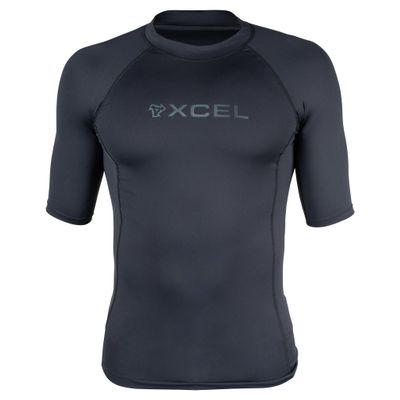 XCEL Mens Premium Stretch Short Sleeve UV Sun Shirt - Black | X-Small