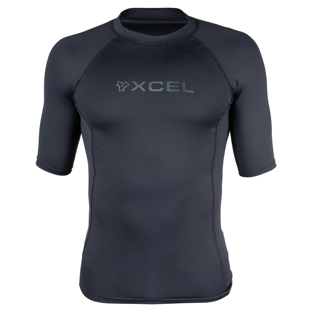 XCEL Mens Premium Stretch Short Sleeve UV Sun Shirt - Black | X-Small