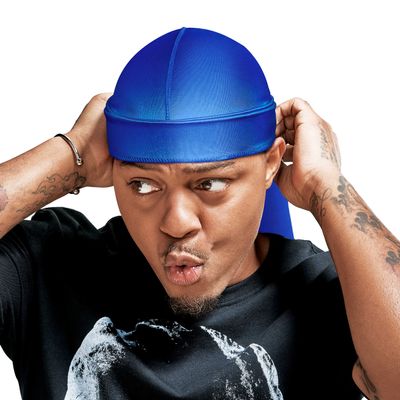 RED by Kiss Bow Wow X Power Wave Extreme Shine Silky Durag, Breathable, Long Tail Doo Rag for Maximum Wave Compression, Smooth Wide Straps, Durable Headwrap Turban Style (Blue)