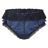 easyforever Men Sissy Maid Panties Silky Satin Panty Briefs Lace RuffleThong Crossdressing Underwear Lingerie Dark_Blue Medium view 1