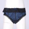 easyforever Men Sissy Maid Panties Silky Satin Panty Briefs Lace RuffleThong Crossdressing Underwear Lingerie Dark_Blue Medium view 2