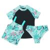 YONGHS 3 Pieces Kids Girls Summer Swimsuit Zip Up Rash Guard Printed Beach Swimwear Bathing Suits Black&Green 4 Years view 1