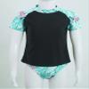 YONGHS 3 Pieces Kids Girls Summer Swimsuit Zip Up Rash Guard Printed Beach Swimwear Bathing Suits Black&Green 4 Years view 3