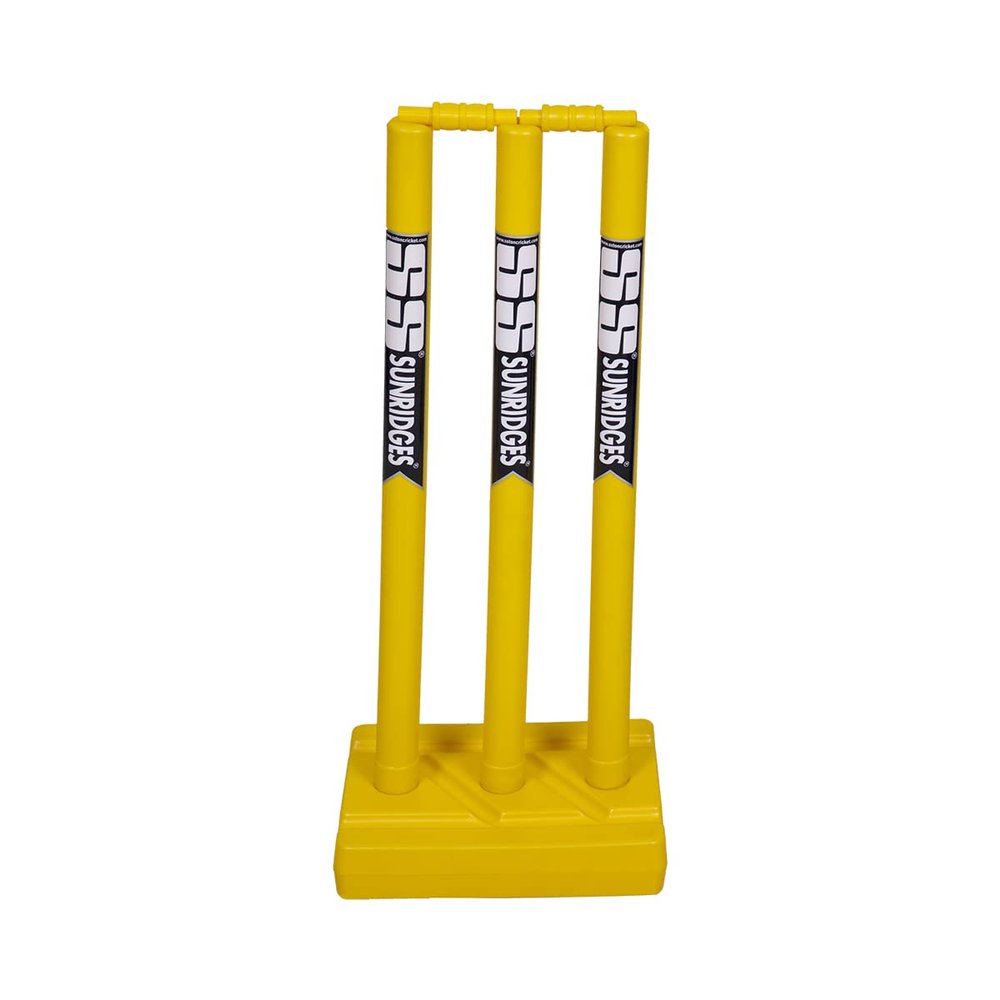 SS Cricket Full Size Plastic Stumps with 1 Base and 2 bails (Adult Size)