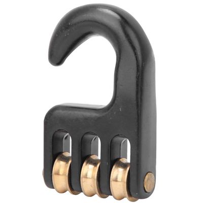 SPYMINNPOO Windsurfing Pulley Hook,Aluminium Alloy Black Universal Windsurf Rigging Pulley Hook 3 Roll Wheel Windsurfing Hardware Accessories Water