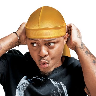 RED by Kiss Bow Wow X Power Wave Extreme Shine Silky Durag, Breathable, Long Tail Doo Rag for Maximum Wave Compression, Smooth Wide Straps, Durable Headwrap Turban Style (Gold)
