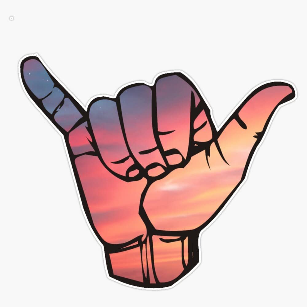 Shaka Brah Pink Sunset Bumper Sticker Vinyl Decal 5"