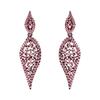 EVER FAITH Women's Chandelier Earrings Art Deco Sparkly 2 Leaf Drop Hollow-out Crystal Clip-on Dangle Earring Pink Black-Tone