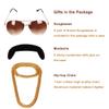 ColorGround 3-Pieces Chain and Moustache and Short Curly Wig for 70'S Disco Party (Black (4 pieces set)) view 4
