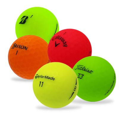 Golf Ball Monkey Cheap Matte Golf Balls Recycled Mix Neon Golfballs Colored Great Brands & Models! 24 Pack - 4A / Near Mint Used Bright Colored Balls for Men and Women