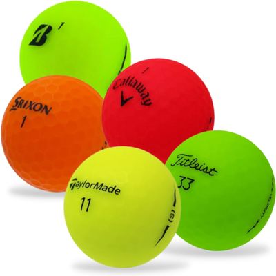 Golf Ball Monkey Cheap Matte Golf Balls Recycled Mix Neon Golfballs Colored Great Brands & Models! 50 Pack - 5A / Mint Used Bright Colored Balls for Men and Women