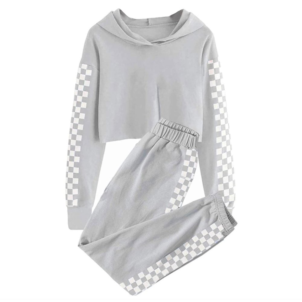 JanJean Kids Girls Spring Casual Outfit Long Sleeve Pullover Hoodies Top with Loose Cargo Loose Sweatpants 2PCS Tracksuit Grey 11-12 Years