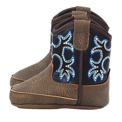 ARIAT Unisex Infant Lil Stompers Baby Boot, Navy/Medium Brown (Tombstone), 0