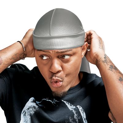 RED by Kiss Bow Wow X Power Wave Extreme Shine Silky Durag, Breathable, Long Tail Doo Rag for Maximum Wave Compression, Smooth Wide Straps, Durable Headwrap Turban Style (Gray)
