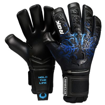 Renegade GK Limited Edition Rogue Arcane Goalie Gloves with Fingersaves | 4mm Giga Grip | Black & Blue Goal Keeper Gloves (Size 10, Adult, Mens, Neg. Cut, Level 4+)