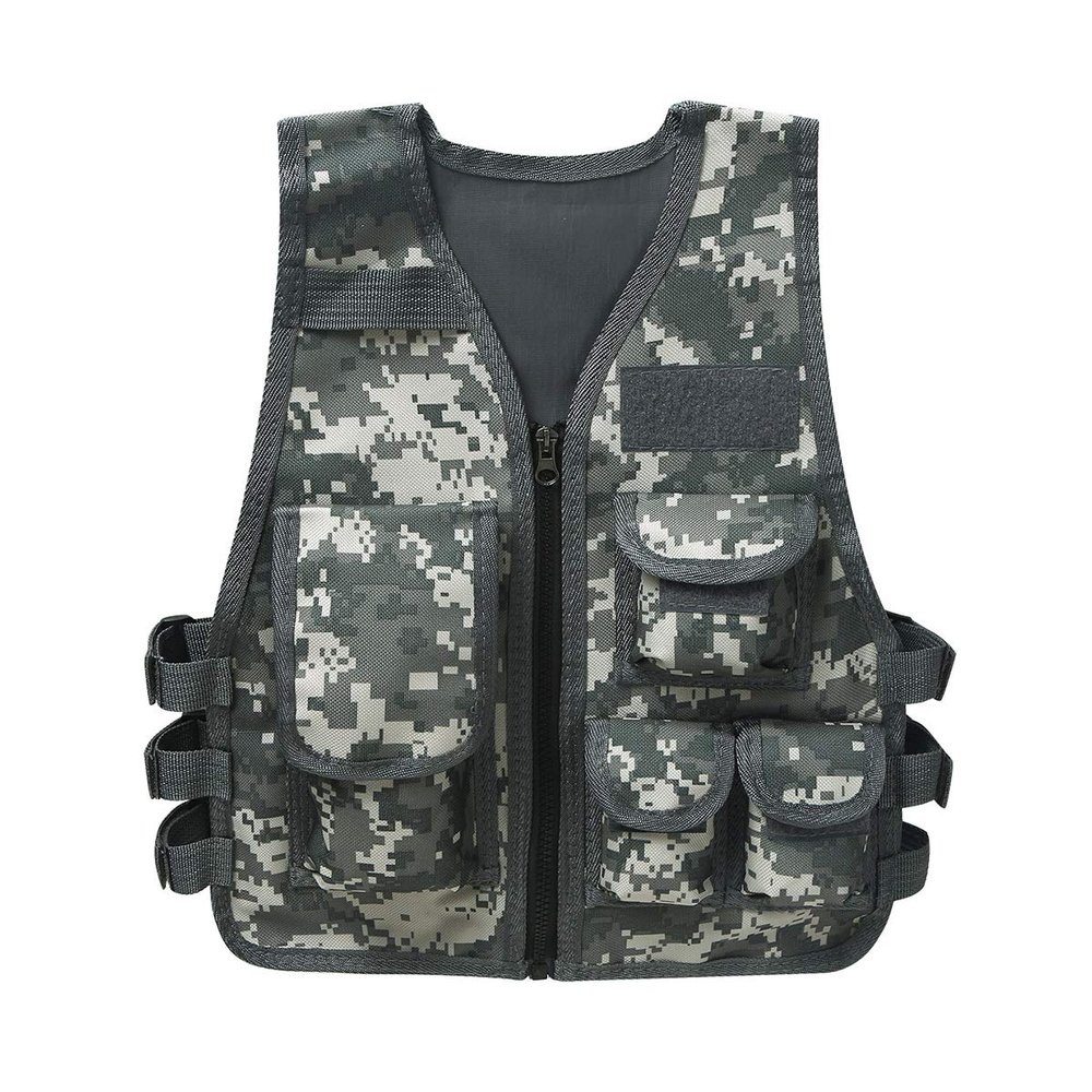 Aislor Kids Boys Girls Camouflage Vest Security Guard Waistcoat CS Field Combat Training Swat Police Outdoor Costume Light Camouflage 3-7 Years