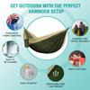 Hammock Camping, Portable Single/Double Hammocks for Outdoor Hiking Travel Backpacking - 210D Nylon Hammock Swing for Backyard & Garden (Green/Khaki) view 4