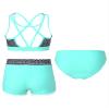 Daenrui Kids Girls Floral Racer Back Crop Top with Bottoms Boardshorts 3 Pieces Athletic Tankini Swimsuit Mint 14 Years view 2