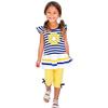 Little Girls Summer Clothes Outfits Daisy Flower Stripe T-Shirt Top + Bows Pant Sets Toddler Girl Clothing (Yellow, 6-7 Years) view 1