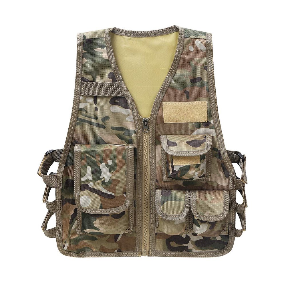 Aislor Kids Boys Girls Camouflage Vest Security Guard Waistcoat CS Field Combat Training Swat Police Outdoor Costume Camouflage 3-7 Years