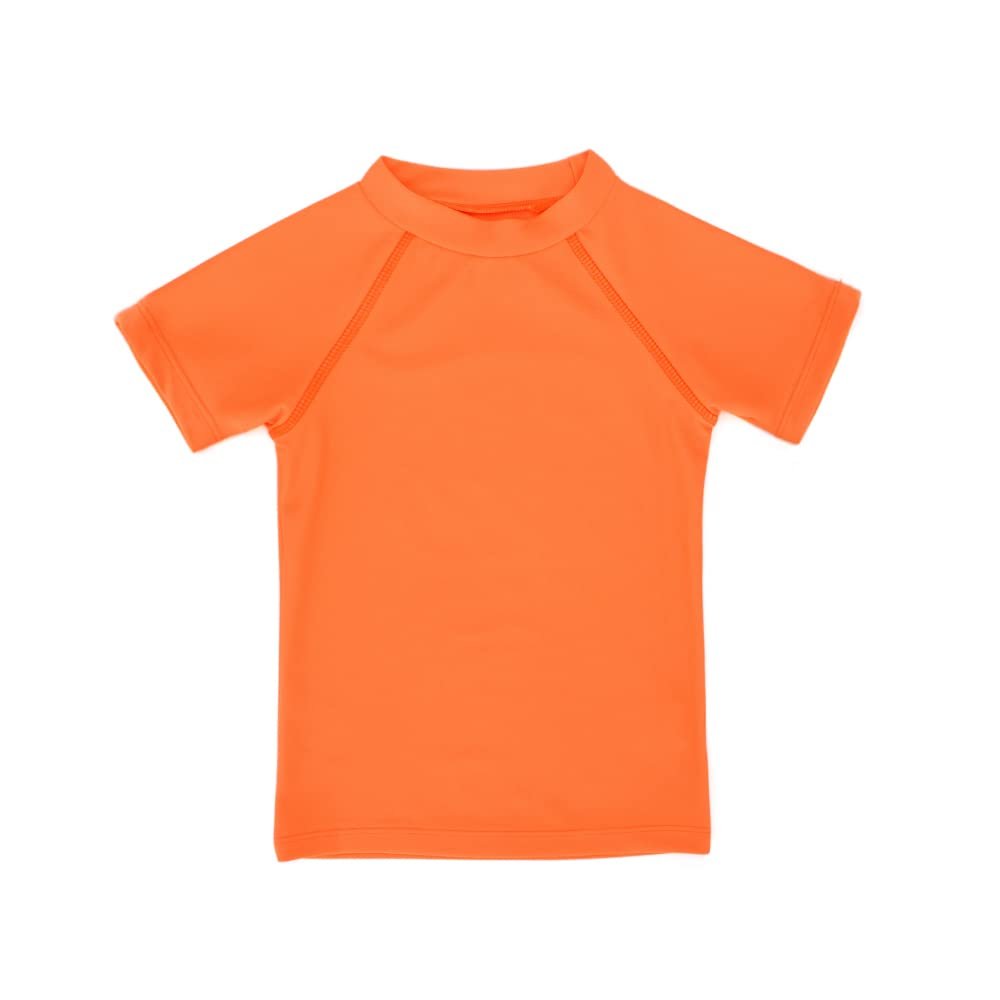 KAKU NANU Boys Rash Guard UPF 50+ Sun Shirt Toddler Short Sleeve(Orange,2T)