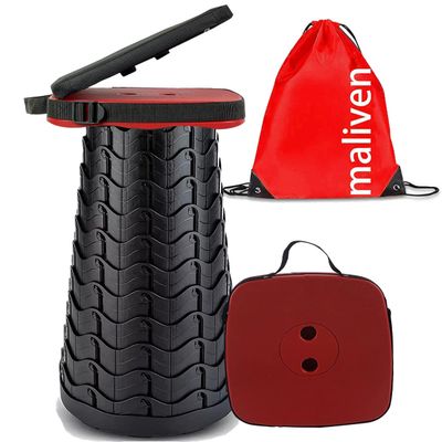 maliven Collapsible Camping Stool with Seat Cushion & Nylon Bag, Square Portable Telescopic Stool, Lightweight Sturdy Foldable Stool for Camp Fishing Picnic, Max Load 550 lb