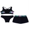 Daenrui Kids Girls Floral Racer Back Crop Top with Bottoms Boardshorts 3 Pieces Athletic Tankini Swimsuit Black,Cross Back 10 Years view 4