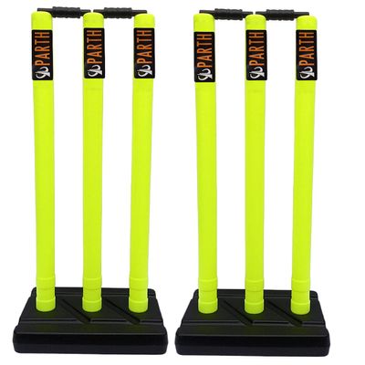 Thrifty Sports Combo of 2 Full Size Set 32" Heavy Plastic Cricket Stump Set (Florcent)