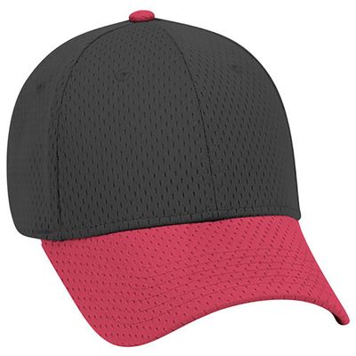 Ashen Fane 6 Panel Polyester Pro Mesh Low Profile Baseball Cap, Red Black