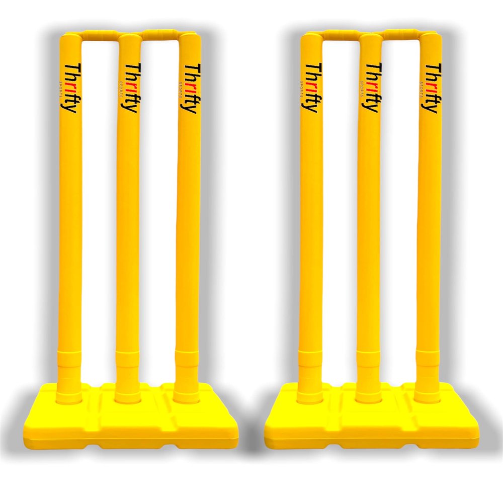 Thrifty Sports Combo of 2 Full Size Set 32" Heavy Plastic Cricket Stump Set (Yellow)