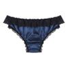 Yihuimin Mens Satin Floral Lace Bikini Briefs French Maid Sissy Crossdress Panties Underwear Blue XX-Large view 2