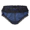 Yihuimin Mens Satin Floral Lace Bikini Briefs French Maid Sissy Crossdress Panties Underwear Blue XX-Large view 3