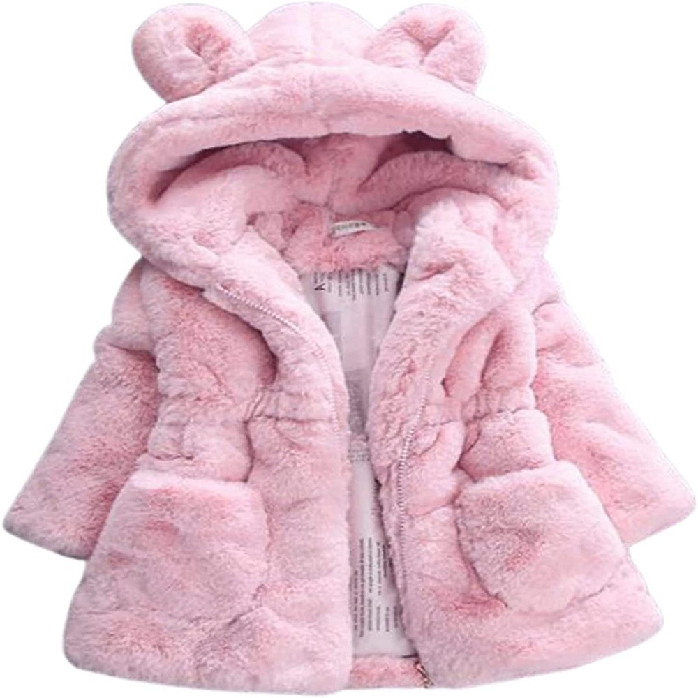 EISHOW Kids Girls Warm Thick Jackets Toddler Hooded Cotton Fleece Parka Coat Children Winter Plush Zipper Outerwear Snowsuit