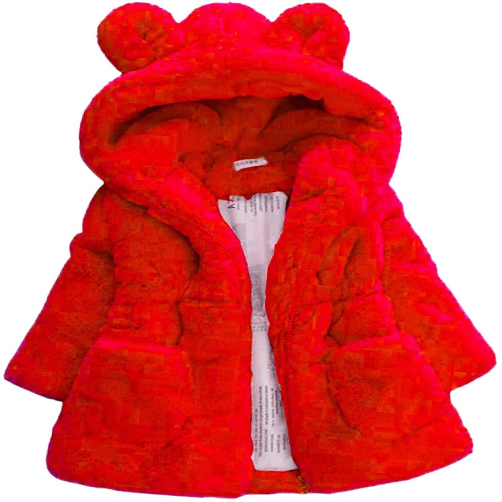 EISHOW Kids Girls Warm Thick Jackets Toddler Hooded Cotton Fleece Parka Coat Children Winter Plush Zipper Outerwear Snowsuit