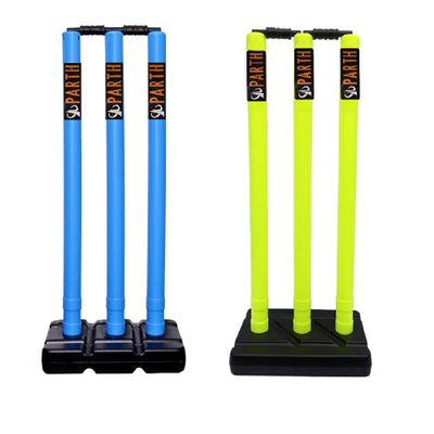 Thrifty Sports Combo of 2 Full Size Set 32" Heavy Plastic Cricket Stump Set (Floro Blu)