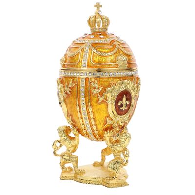Amosfun Egg Enameled Jewelry Box Classic Desktop Ornament Unique Home Decoration Trinket Box for Rings Earrings Necklaces Party Photo Prop