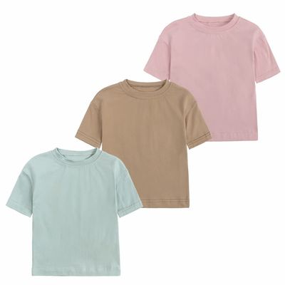 ZFTTZYMX Baby Boys Girls Cotton T-Shirts 3Pack Solid Color Short Sleeve Tee Summer Crewneck Tops for Toddler Kids