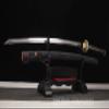 HERO SWORD Sanmai Folded Steel Japanese Samurai Sword Real Hamon Razor Sharp Full Black Genuine ray Skin Saya,Copper Tsuba view 3