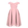 Sywiyi Kids Flower Girls Off Shoulder Prom Gown Chiffon Junior Bridesmaid Dress Wedding Pageant Maxi Dress Pink 8 Years view 1