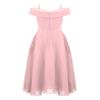 Sywiyi Kids Flower Girls Off Shoulder Prom Gown Chiffon Junior Bridesmaid Dress Wedding Pageant Maxi Dress Pink 8 Years view 3