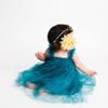 1st First Birthday Outfit Girl Baby Wedding Flower Girl Dress Toddler Tutu Tulle Princess Summer Dress+Flower Headband One Year Old Birthday Gifts Cake Smash Party Photoshoot Blue 9-12 Months view 2