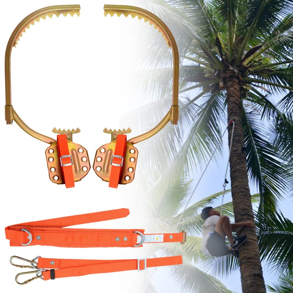 wzfdm Tree Climbing Spikes,Climbing Spikes and Harness for Trees,Climbing Tree Spikes for High Altitude Logging,Fruit Picking Hunting Observation,Type300