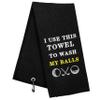 botogift Funny Golf Towel, I Use This Towel to Wash My Balls, Golf Gifts for Men - Golf Accessories for Men, Embroidered Towels for Bags with Clip, Black view 1