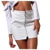 NaRHbrg Faux Leather Bodycon Slim Mini Pencil Skirt for Women Zip High-Waist Skirts Ladies Solid Button Short Skirts view 1