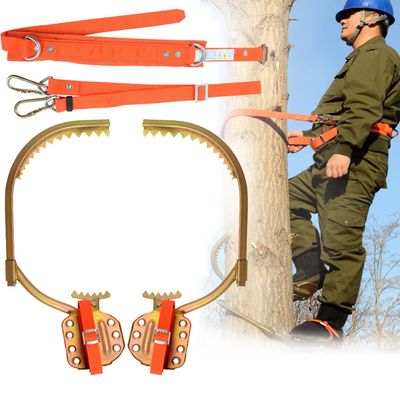 wzfdm Tree Climbing Spikes, Adjustable Non-Slip Pole Climbing Gear with Safety Harness, Picking Fruit,Climbing Tree Spikes for High Altitude Logging,Type250